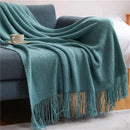 Nordic Knitted Blanket on the Bed Sofa Plaid Travel Nap Blankets Solid Color Soft Winter Air Conditioning Blanket with Tassels