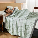 100% Bamboo Fiber Cooling Blanket for Bed Grade A Natural Plant Thin Summer Blanket Floral Printed Lightweight Breathable Quilt