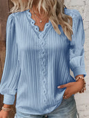 Blusa Elegante de Encaje con Cuello en V para Mujer Linden
