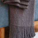 Nordic Knitted Blanket on the Bed Sofa Plaid Travel Nap Blankets Solid Color Soft Winter Air Conditioning Blanket with Tassels