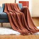 Nordic Knitted Blanket on the Bed Sofa Plaid Travel Nap Blankets Solid Color Soft Winter Air Conditioning Blanket with Tassels