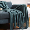 Nordic Knitted Blanket on the Bed Sofa Plaid Travel Nap Blankets Solid Color Soft Winter Air Conditioning Blanket with Tassels
