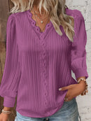Blusa Elegante de Encaje con Cuello en V para Mujer Linden
